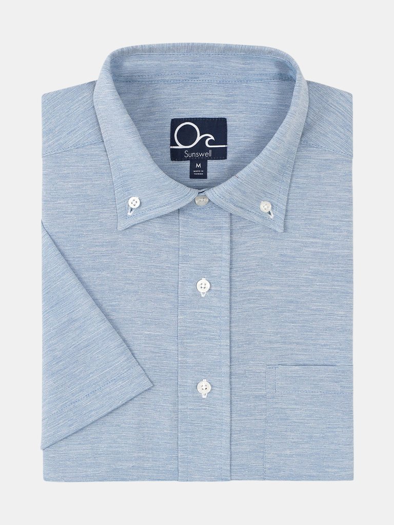 Oyster Chambray Button Down - Heather Blue Short Sleeve