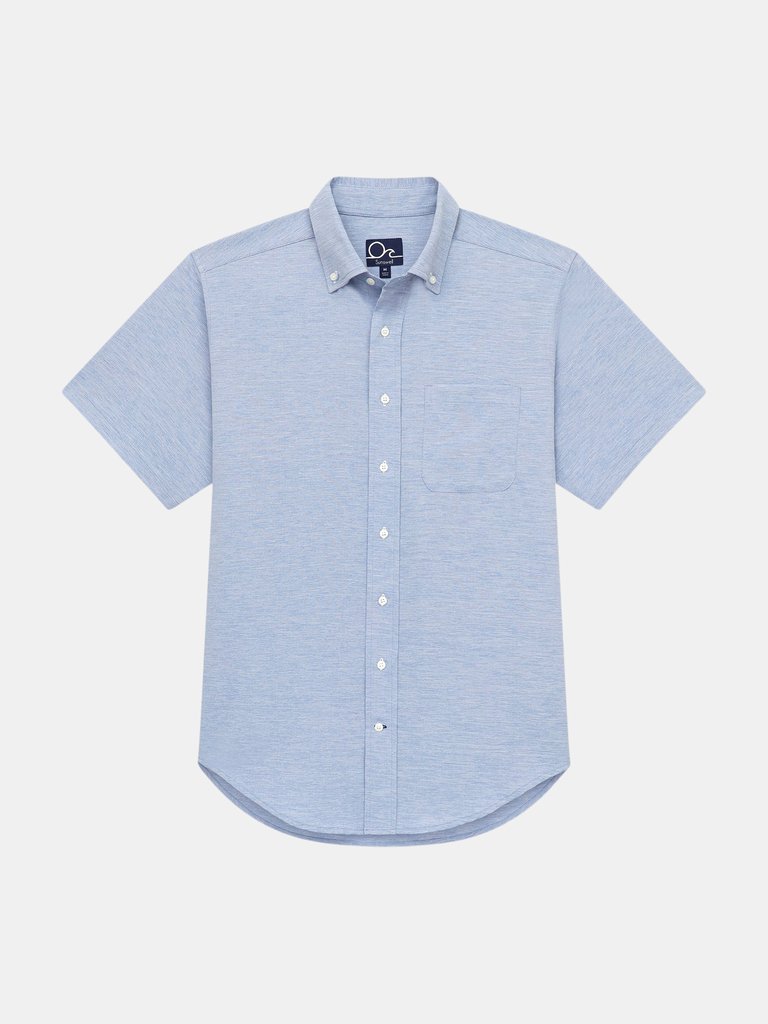 Oyster Chambray Button Down - Heather Blue Short Sleeve - Heather Blue