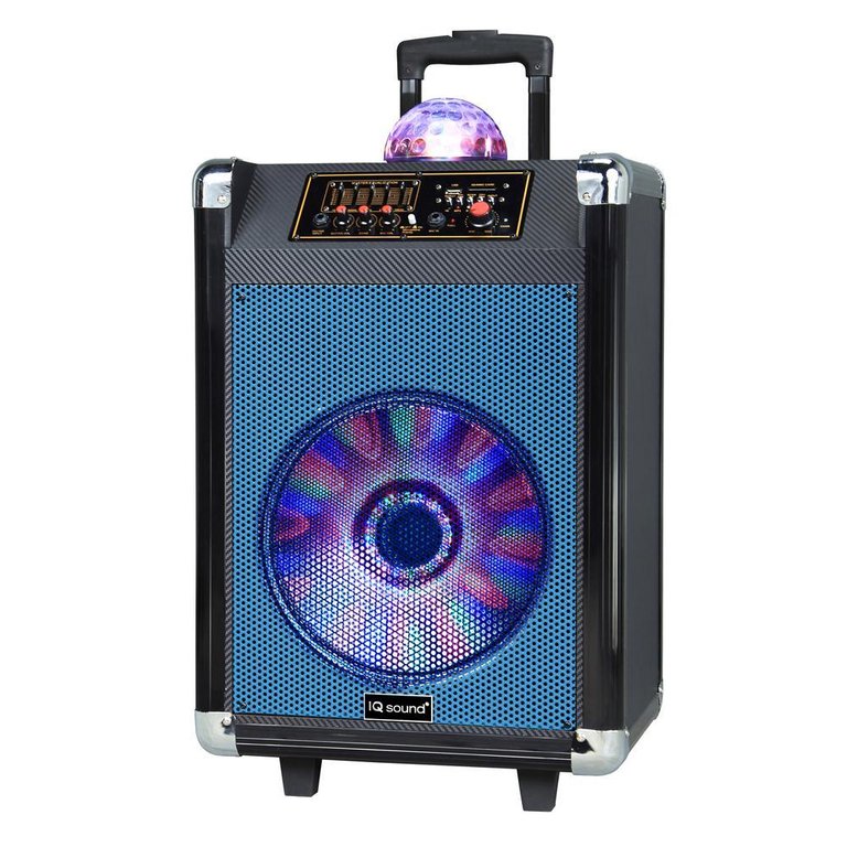 12" Portable Bluetooth Speaker With Disco Ball Light - Blue - Blue