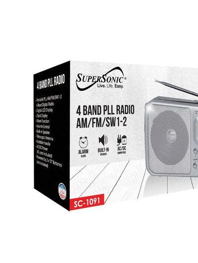 Supersonic 4 Band AM/FM/SW1-2 PLL Radio - Silver product