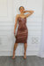 Attention Magnet Faux Leather Midi Dress - Brown