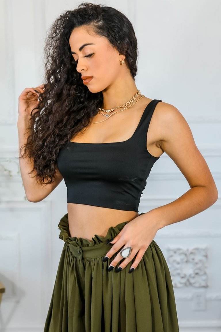 Back To Square One Square Neckline Crop Top