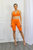 Cute Ribbed Tank And Biker Short Set - Orange