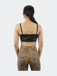 Faux Leather Cut Out Cropped Top