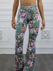 Floral Print Bell Bottom Pants