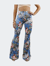 Floral Print Bell Bottom Pants - Blue