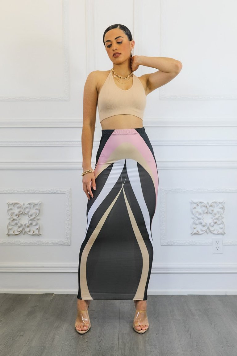 Level Up Geometric Print Maxi Skirt - Multi