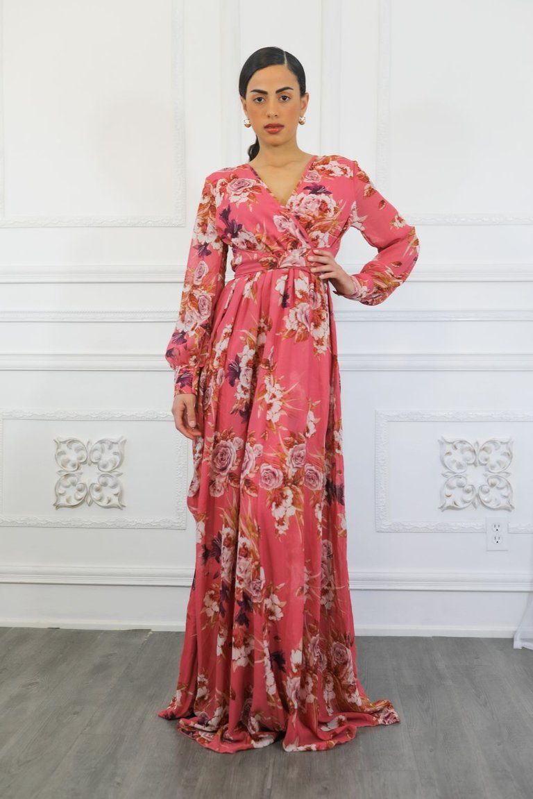 Malaysia Floral Maxi Dress - Pink Mauve