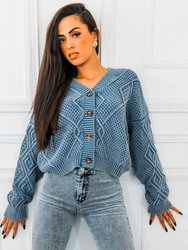 Never Burnt Out V Neck Button Down Sweater - Sky Blue