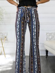 Paisley Floral Print Bell Bottoms With Front Tie