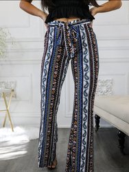 Paisley Floral Print Bell Bottoms With Front Tie