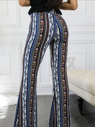 Paisley Floral Print Bell Bottoms With Front Tie
