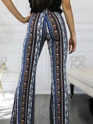 Paisley Floral Print Bell Bottoms With Front Tie