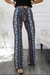 Paisley Floral Print Bell Bottoms With Front Tie - Blue