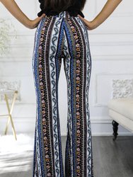 Paisley Floral Print Bell Bottoms With Front Tie