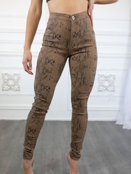 Snake Print Perfect Stretch Pants - Brown