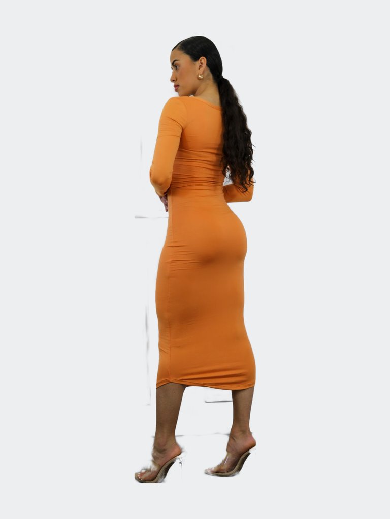 Split Accordingly Long Sleeves Midi Dress