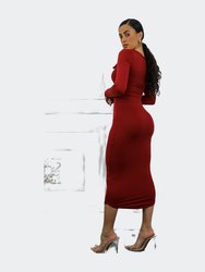 Split Accordingly Long Sleeves Midi Dress