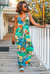 Tropical Print Bodycon Maxi Dress With Front Tie Waist