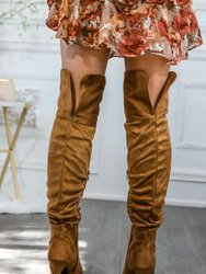 Unmatchable Pointy Slouchy Knee And Thigh High Boots Tan