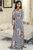 Venechia Print Round Neck Maxi Dress With Long Closed Bell Sleeves - White - White