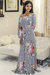 Venechia Print Round Neck Maxi Dress With Long Closed Bell Sleeves - White - White