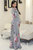 Venechia Print Round Neck Maxi Dress With Long Closed Bell Sleeves - White