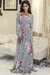 Venechia Print Round Neck Maxi Dress With Long Closed Bell Sleeves - White