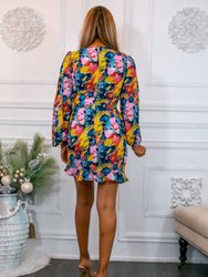 Work Of Art Bubble Sleeves Cinched Mini Dress