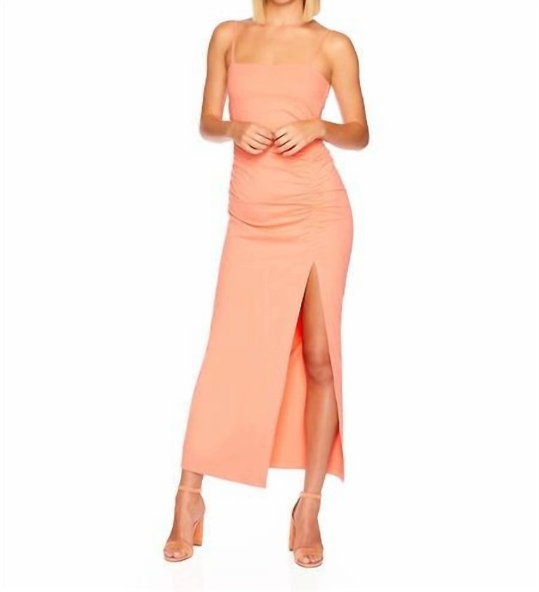 Side Slit Maxi Dress - Bright Coral