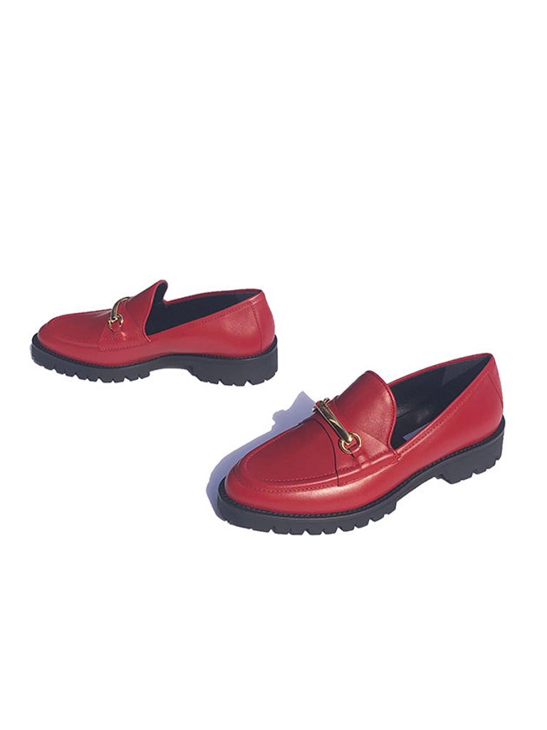 Lug Sole Loafer - Red