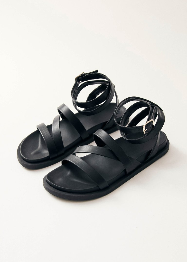 Betina Black Vegan Leather Sandals