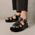 Scenic Black Vegan Leather Sandals