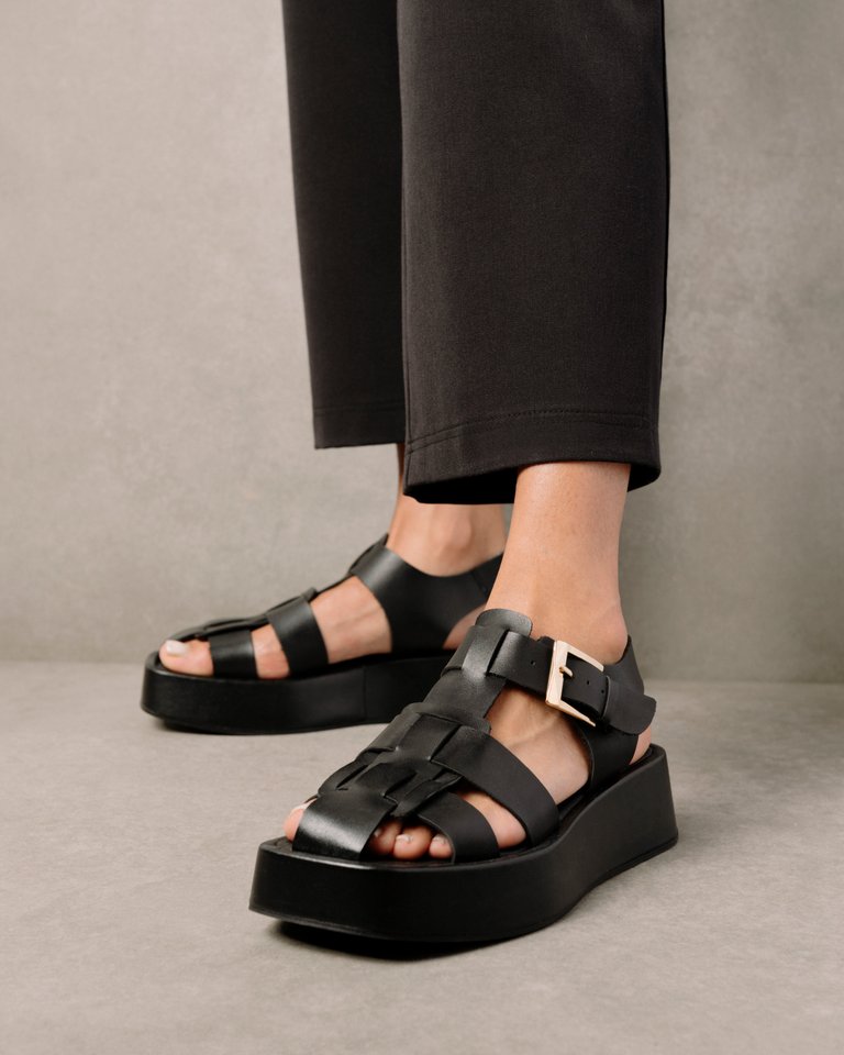 Scenic Black Vegan Leather Sandals - Black