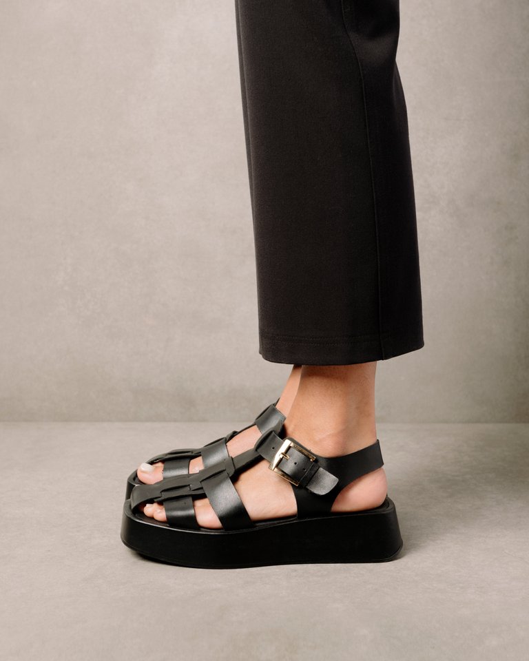 Scenic Black Vegan Leather Sandals