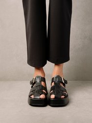 Scenic Black Vegan Leather Sandals