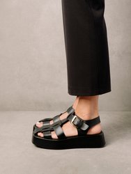 Scenic Black Vegan Leather Sandals