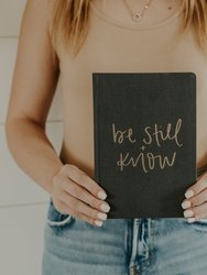 Be Still & Know Grey and Gold Fabric Journal