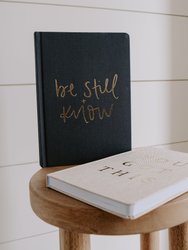 Be Still & Know Grey and Gold Fabric Journal