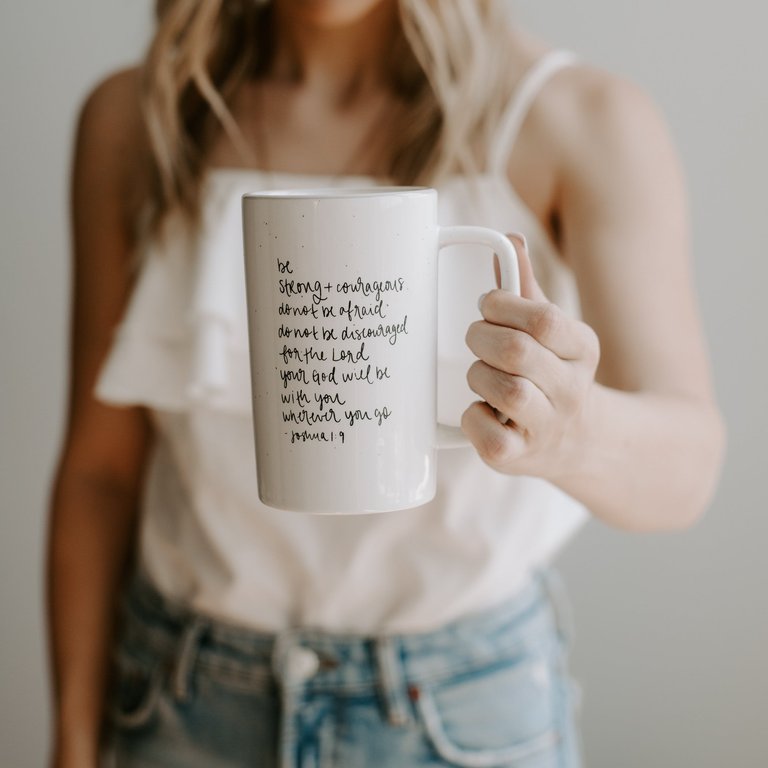 Be Strong and Courageous Tall Coffee Mug