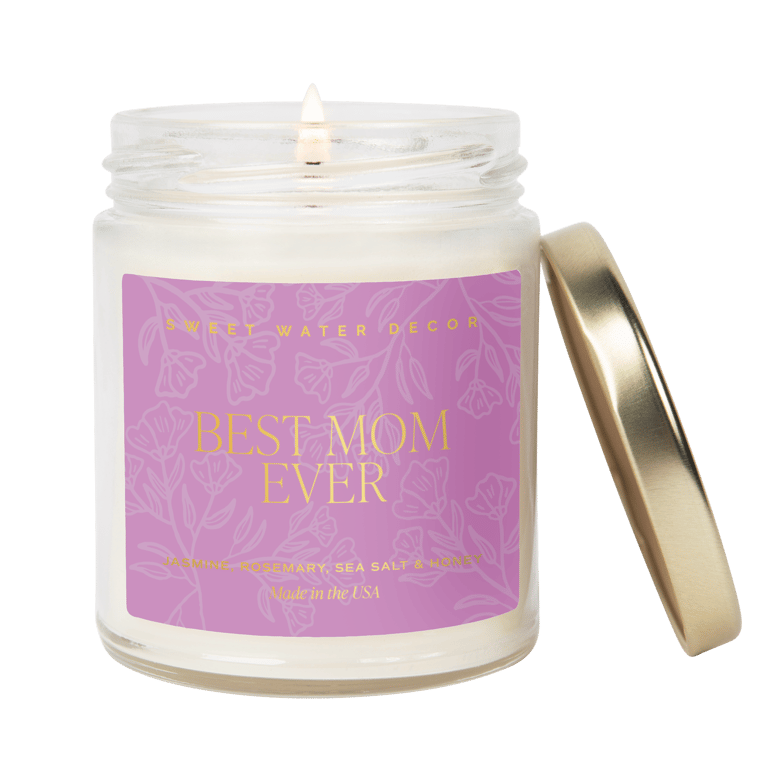 Best Mom Ever Soy Candle - Clear Jar - 9 oz - Wildflowers And Salt