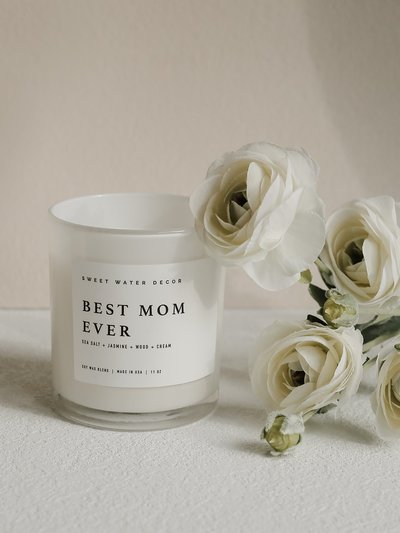 Sweet Water Decor Best Mom Ever! Soy Candle | White Jar Candle + Wood Lid product