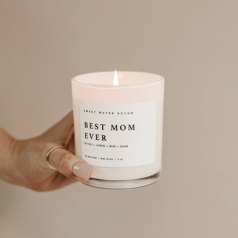 Best Mom Ever! Soy Candle | White Jar Candle + Wood Lid