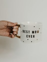 Best Mom Ever - White + Gold Honeycomb Tile Coffee Mug