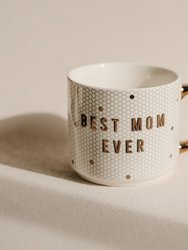 Best Mom Ever - White + Gold Honeycomb Tile Coffee Mug
