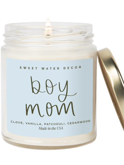 Sweet Water Decor Boy Mom Soy Candle - Clear Jar - 9 oz - Palo Santo Patchouli product
