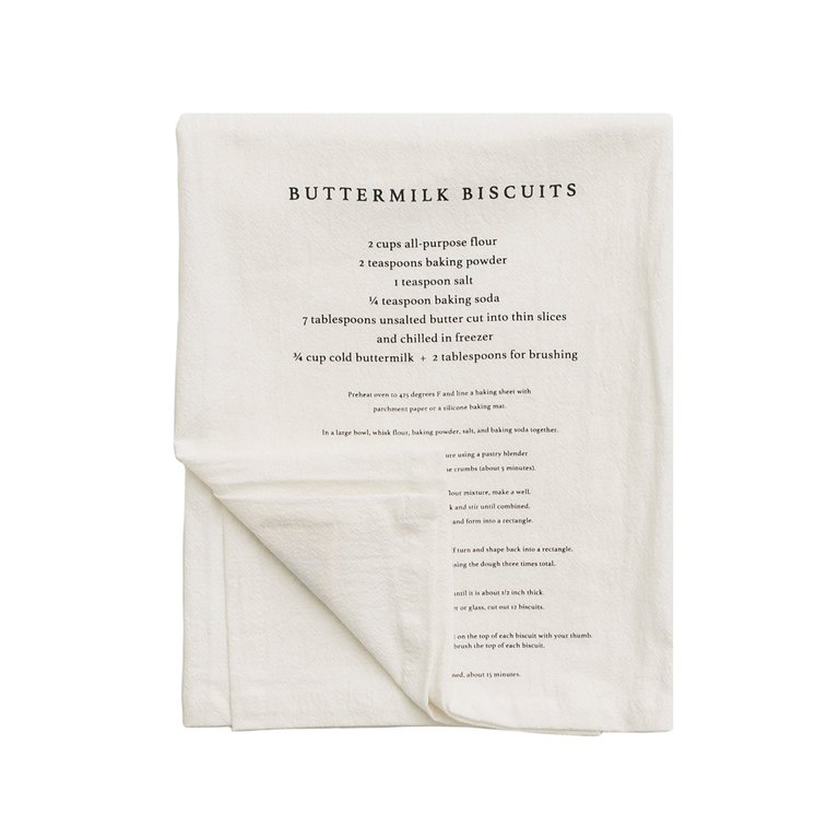Buttermilk Biscuits Tea Towel - Cream with buttermilk biscuits recipe