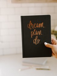 Dream Plan Do Grey and Rose Gold Fabric Journal