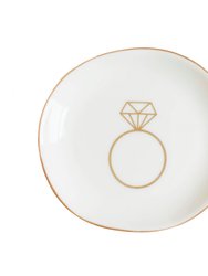 Engagement Ring Jewelry Dish - Cream / gold