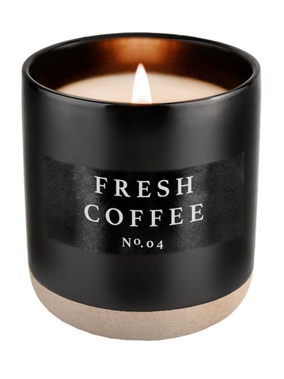 Sweet Water Decor Fresh Coffee Soy Candle 12 oz - Black Stoneware Jar product